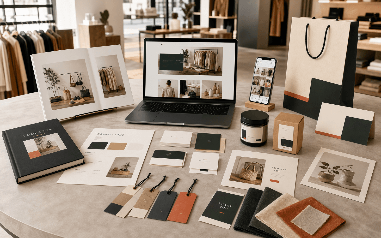 Retail and Showroom branding, web, and print launch kit